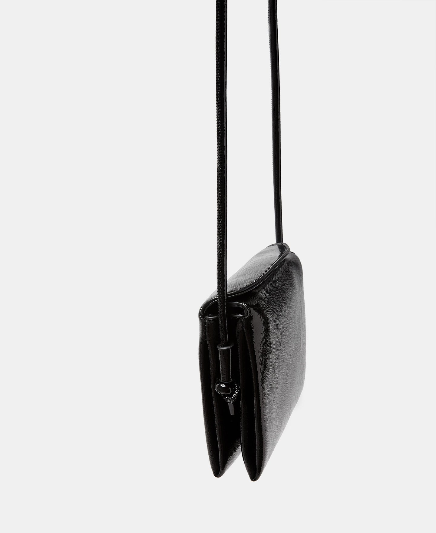 Black Recycled Material Sheen Mini Crossbody Bag