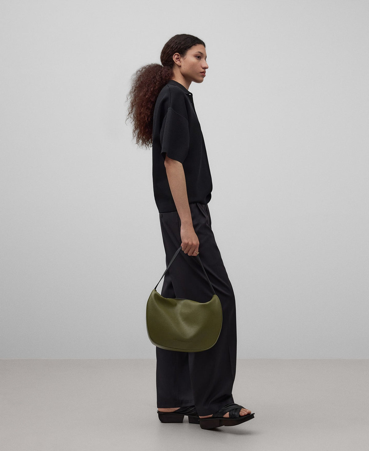 Leather-Non-Leather medium bag woman in olive green