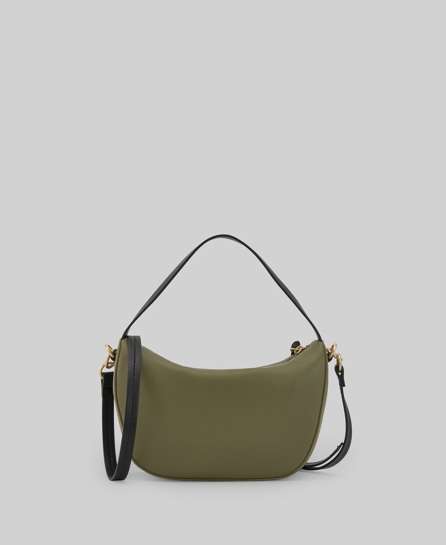 Leather-Non-Leather medium bag in olive green
