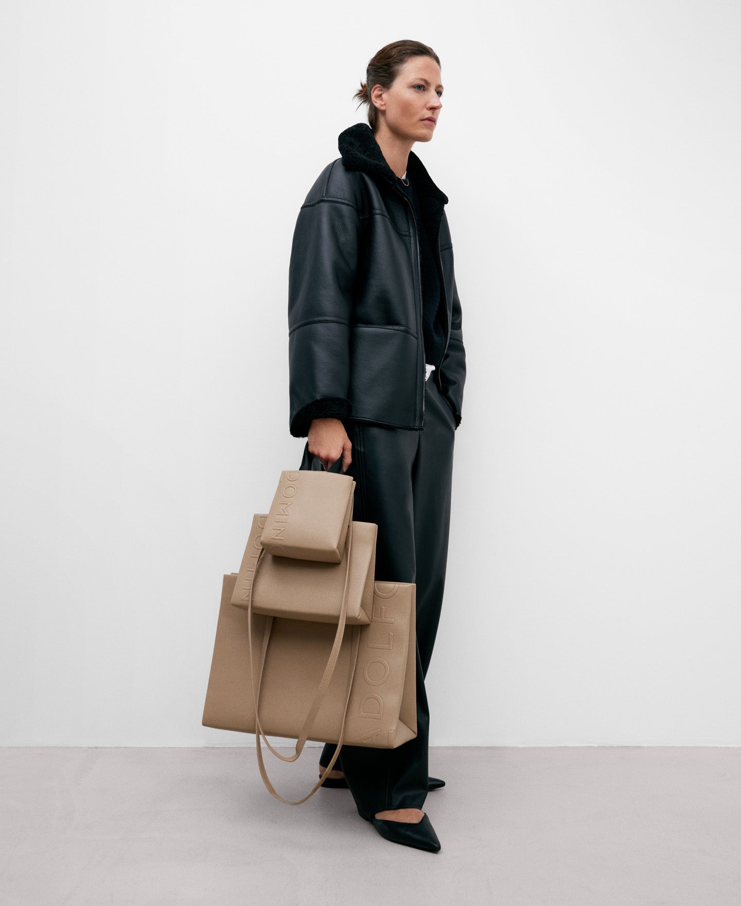 Medium Taupe Shopper Bag For Women
