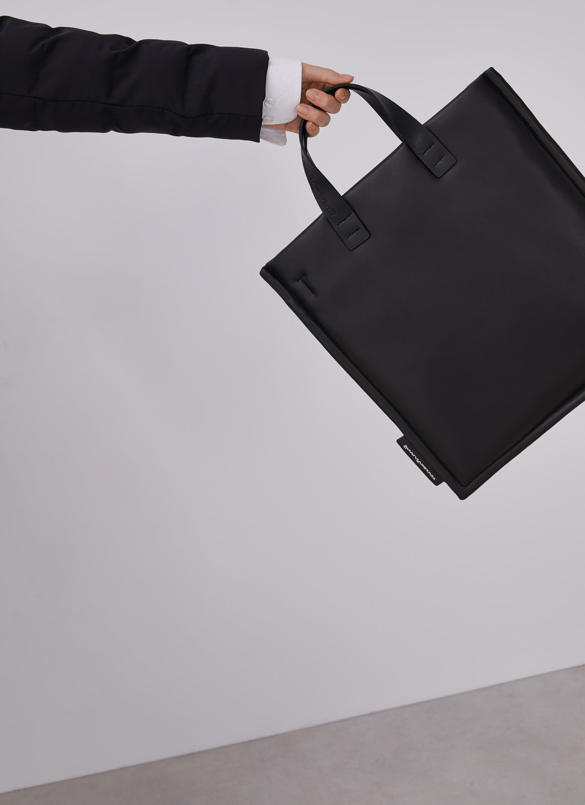 Black Recycled Material Padded Shopper Bag