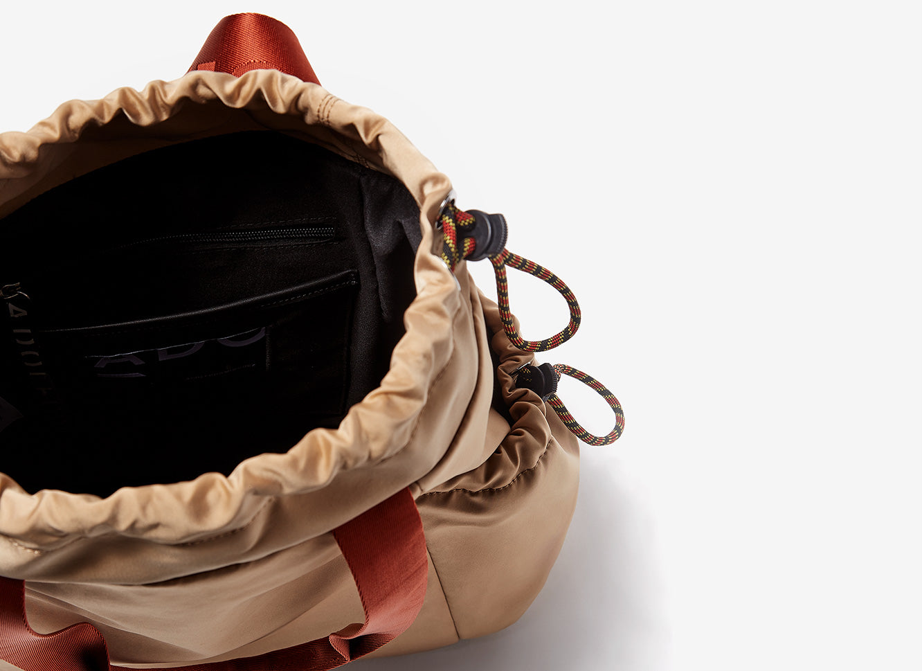 Beige Nylon Shopper Bag With Logoed Straps