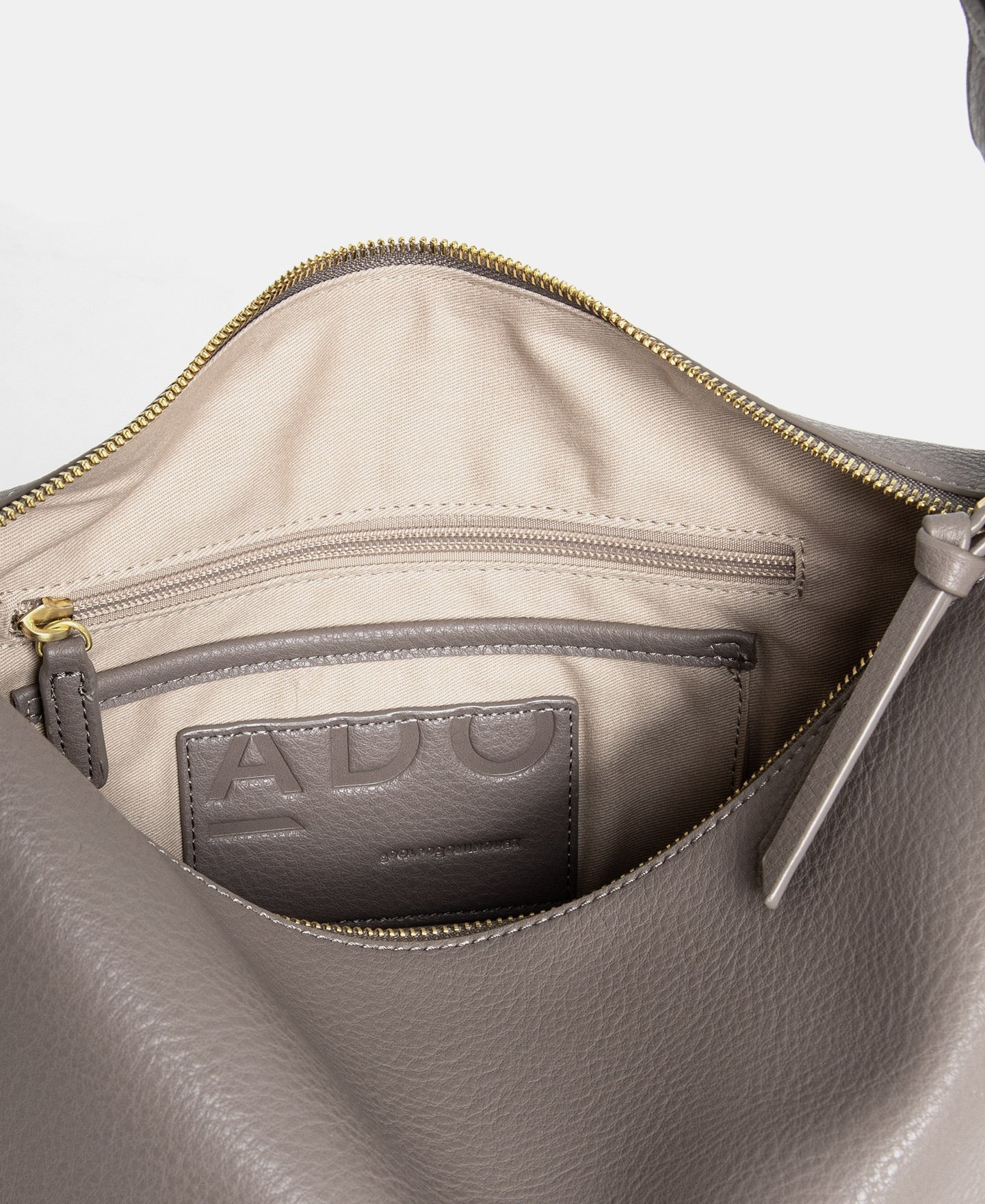 Taupe Textured Grain Hobo Zip Closure