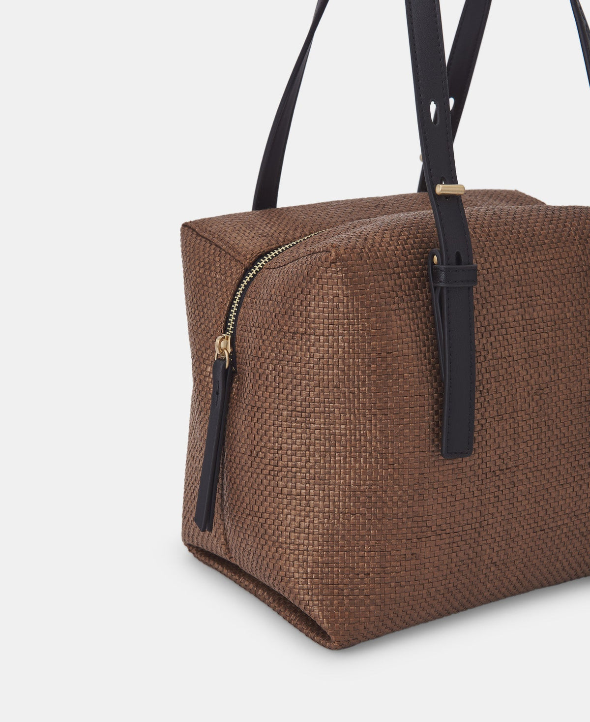 Caramel City Bag In Raffia Texture