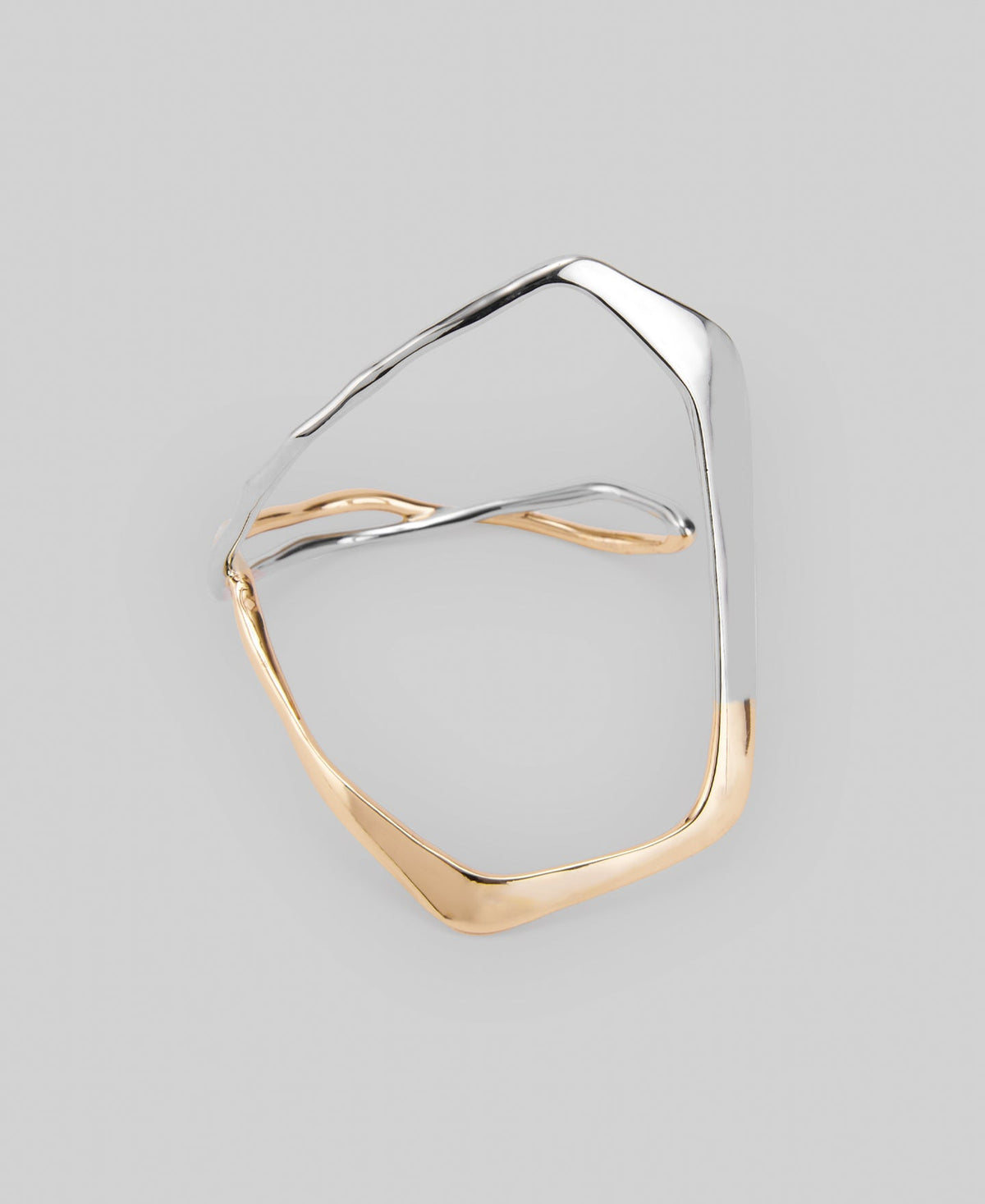 Asymmetrical rigid bracelet woman in gold/silver