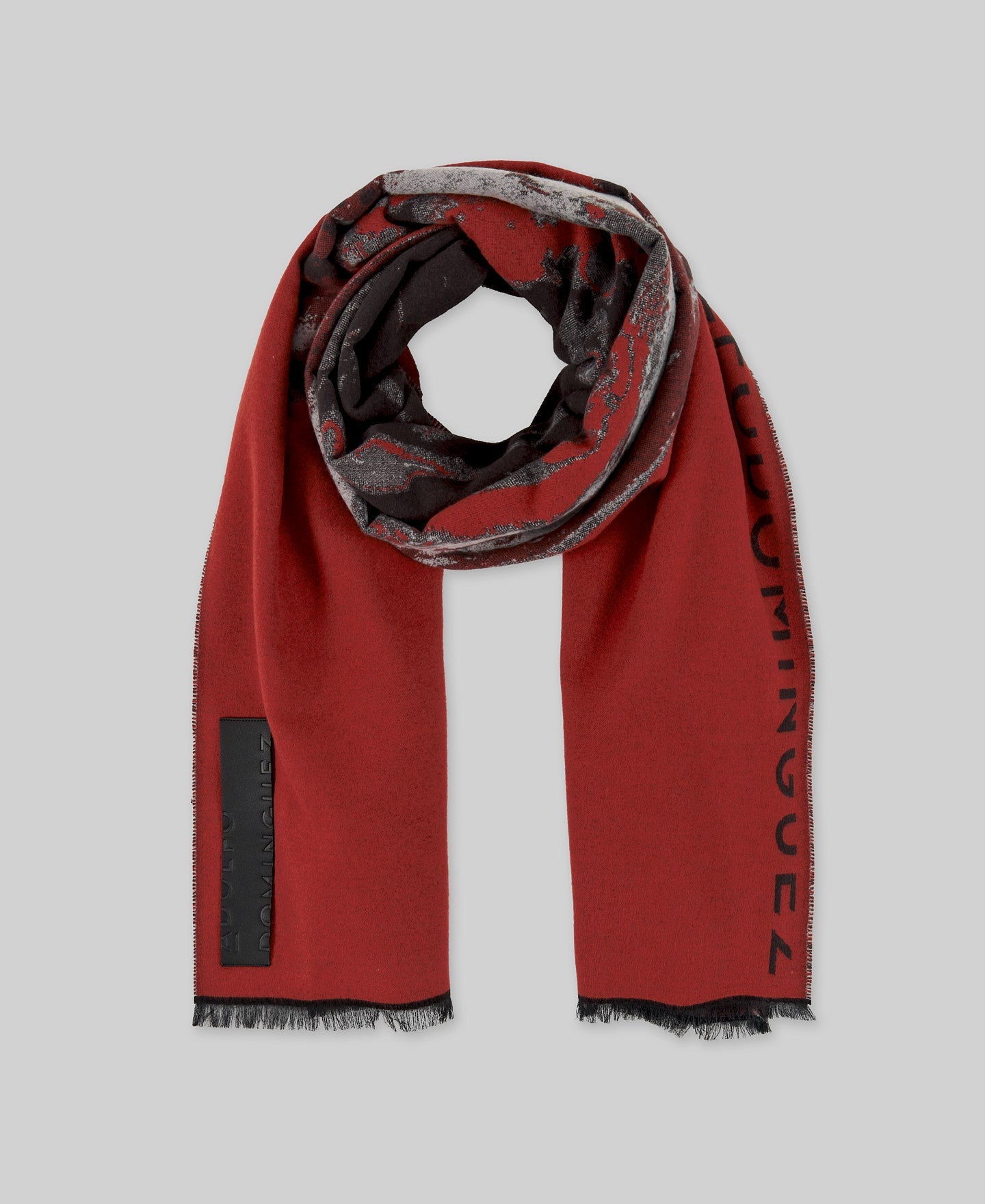 Printed jacquard scarf woman in orange