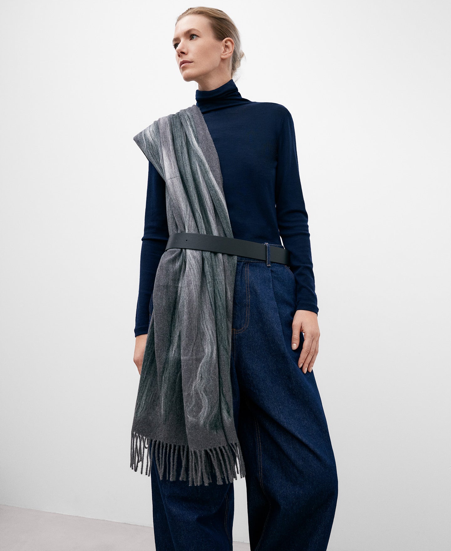 Dark Grey Felted Scarf For Women