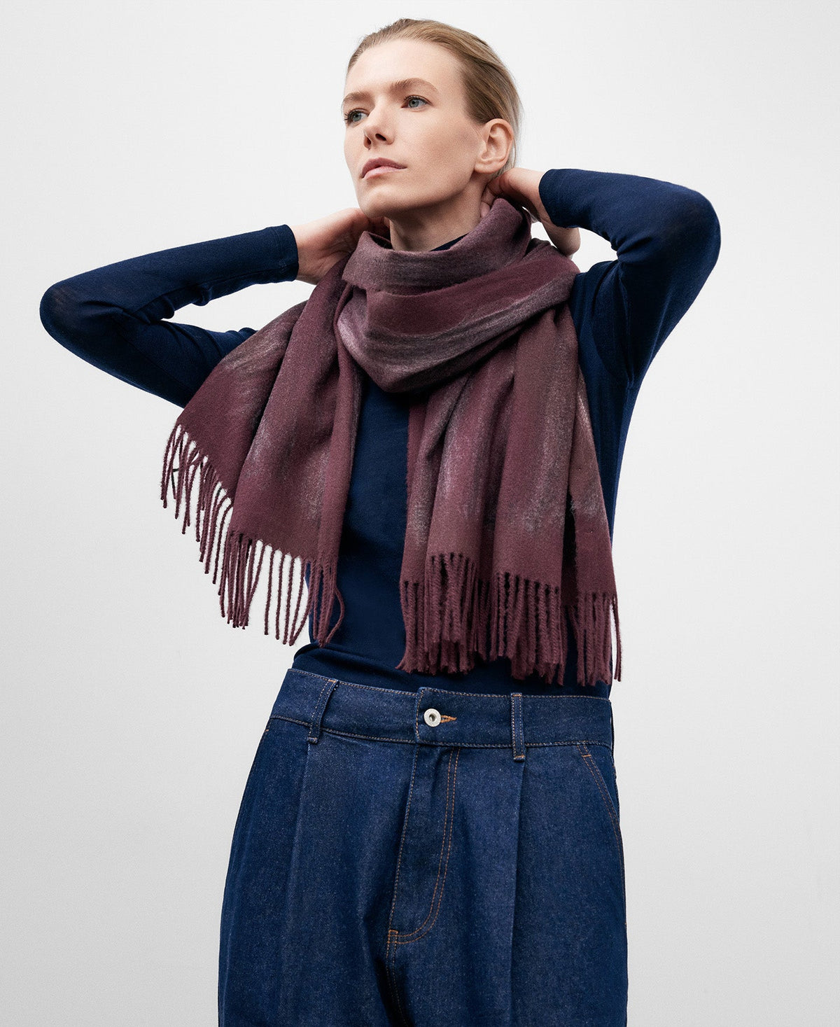 Burgundy Felted Scarf For Women