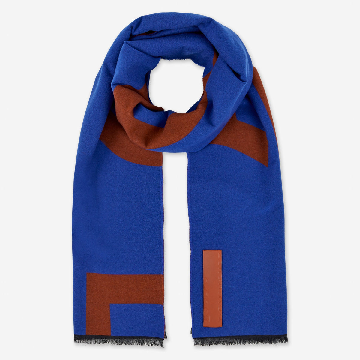 Blue Jacquard Maxi Logo Scarf For Women