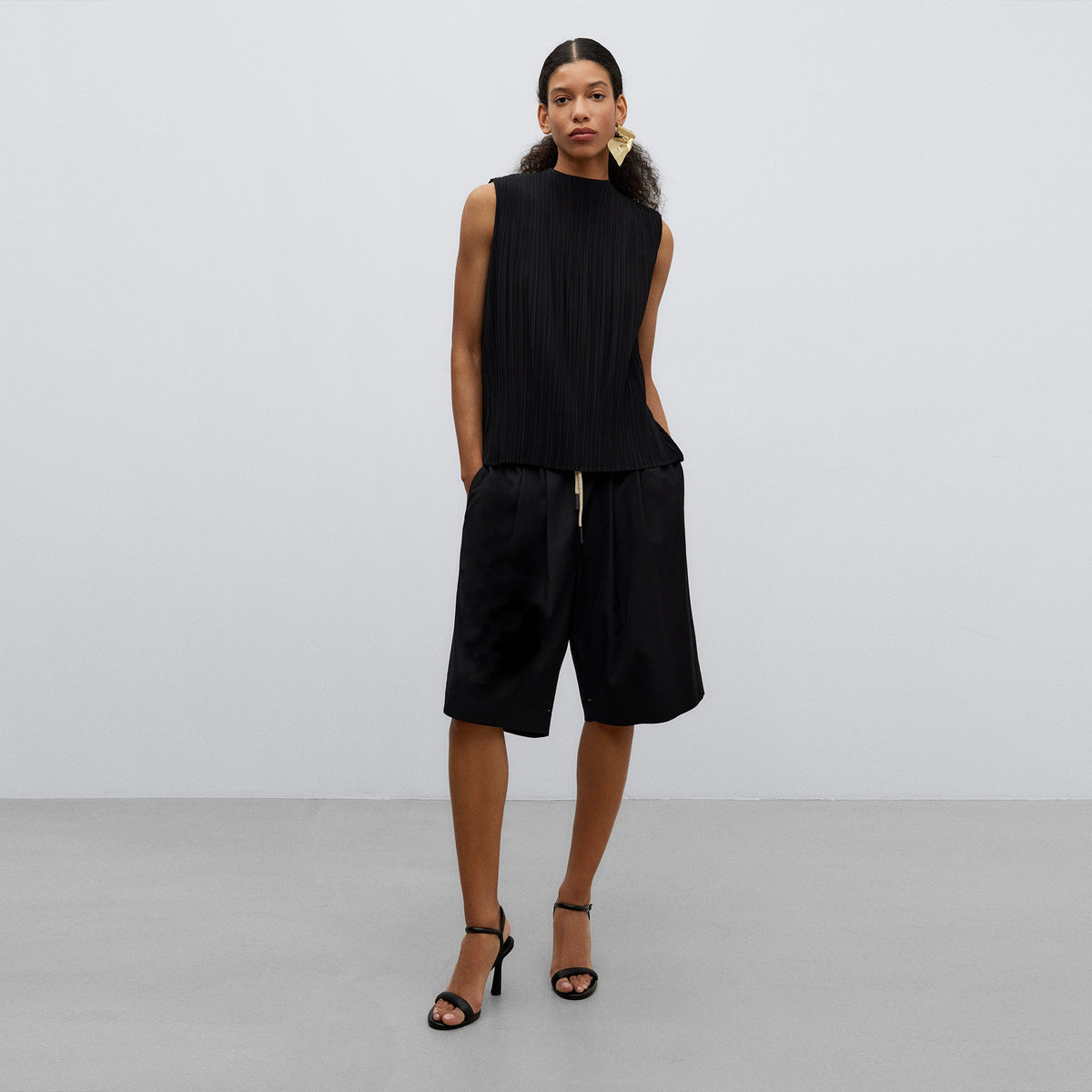 Black Crinkle Vest Top