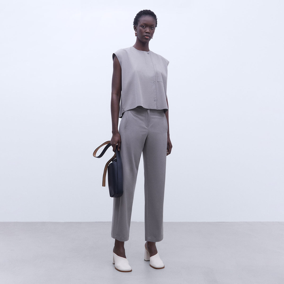 Grey Buttoned Vest Top