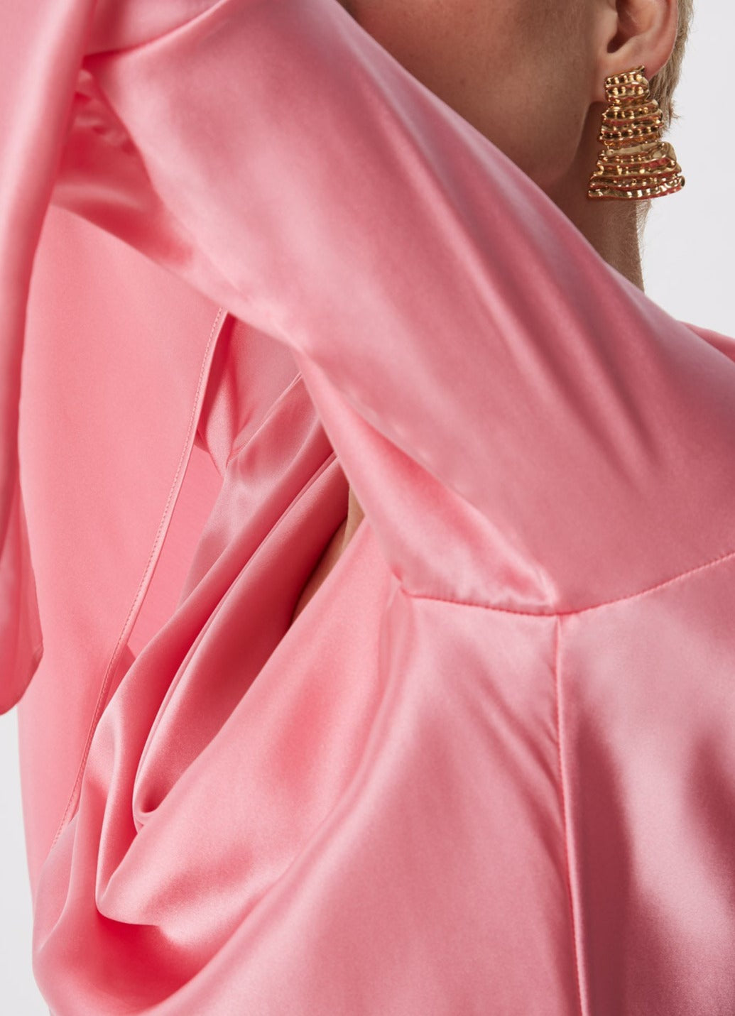 Pink Silk Blouse With French Sleeve