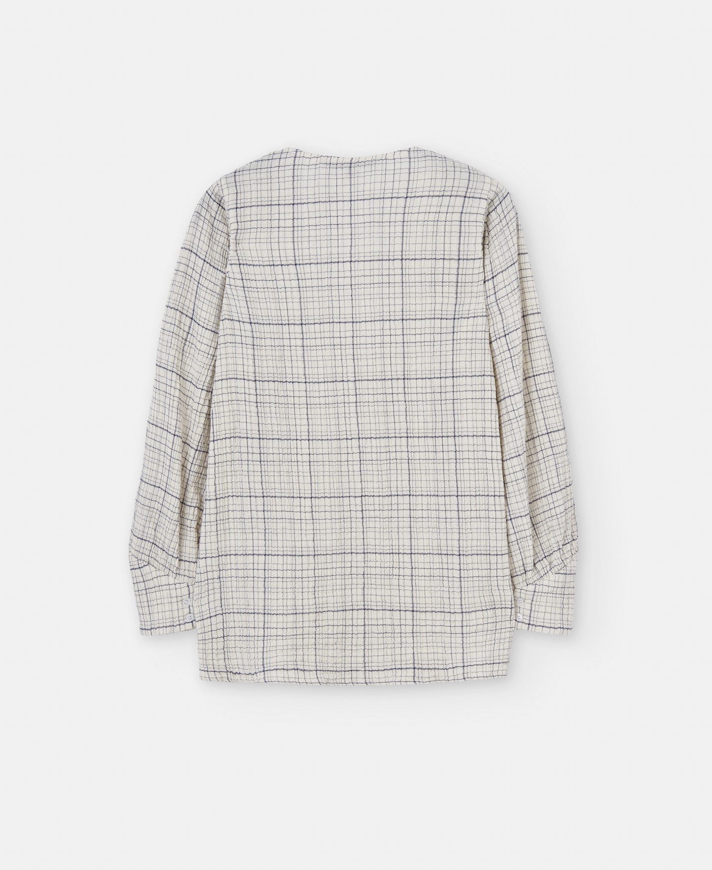 Black Check Round Neckline Cotton Blouse