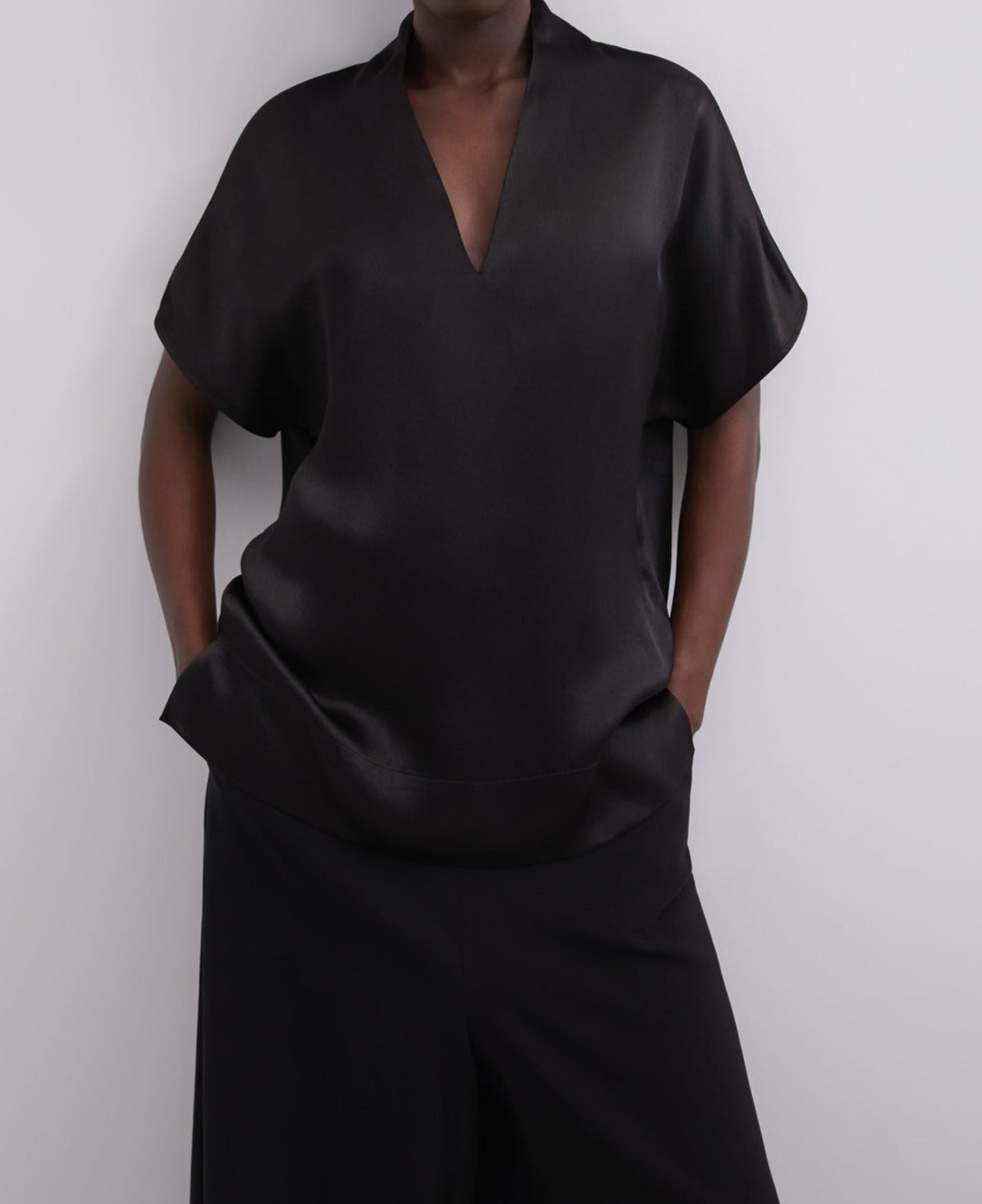 Black Black Viscose V-Neckline Shirt