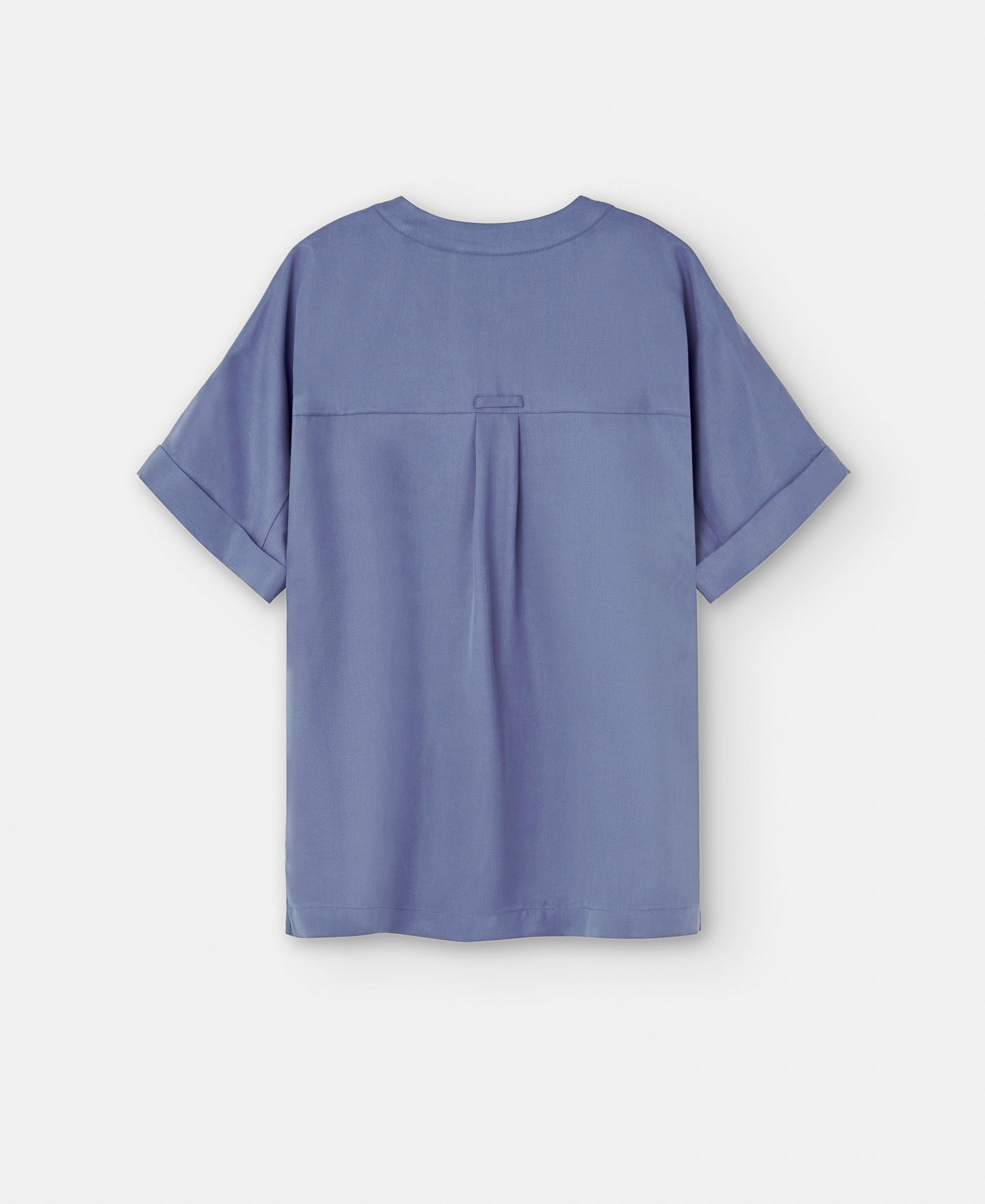 Grey/Blue Short Sleeve Japanese Blouse In Lyocell