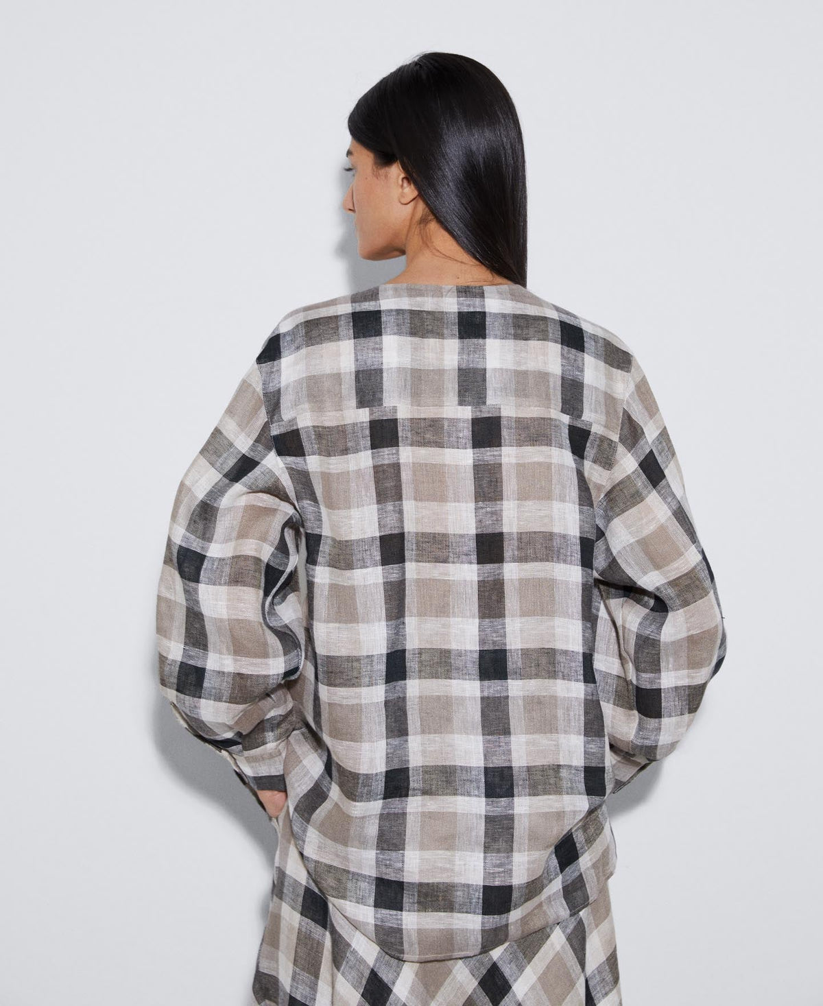 Black Check Linen Heron Check Shirt