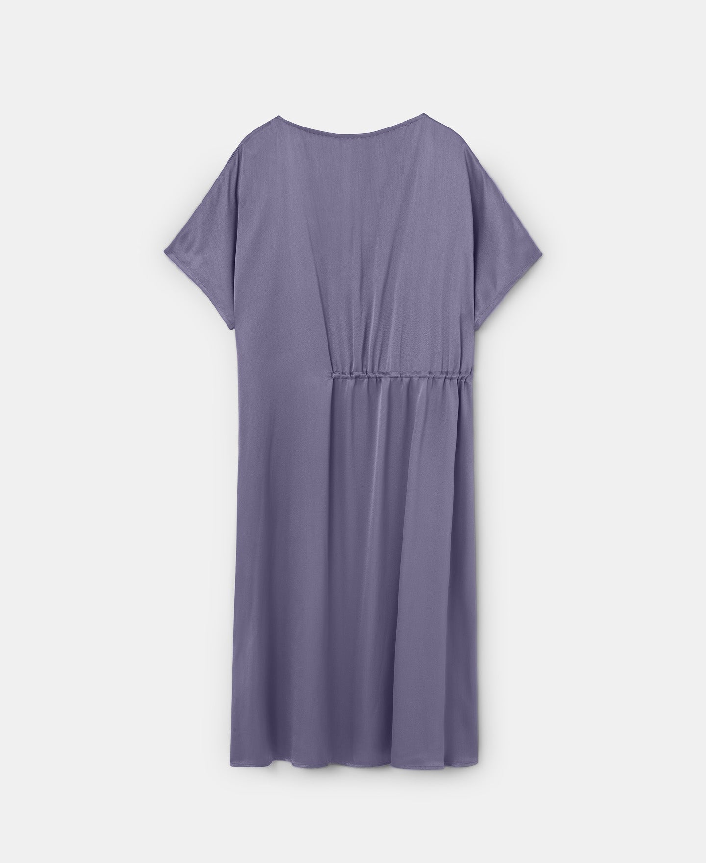 Grey Viscose Tunic Dress With Gathered Detail