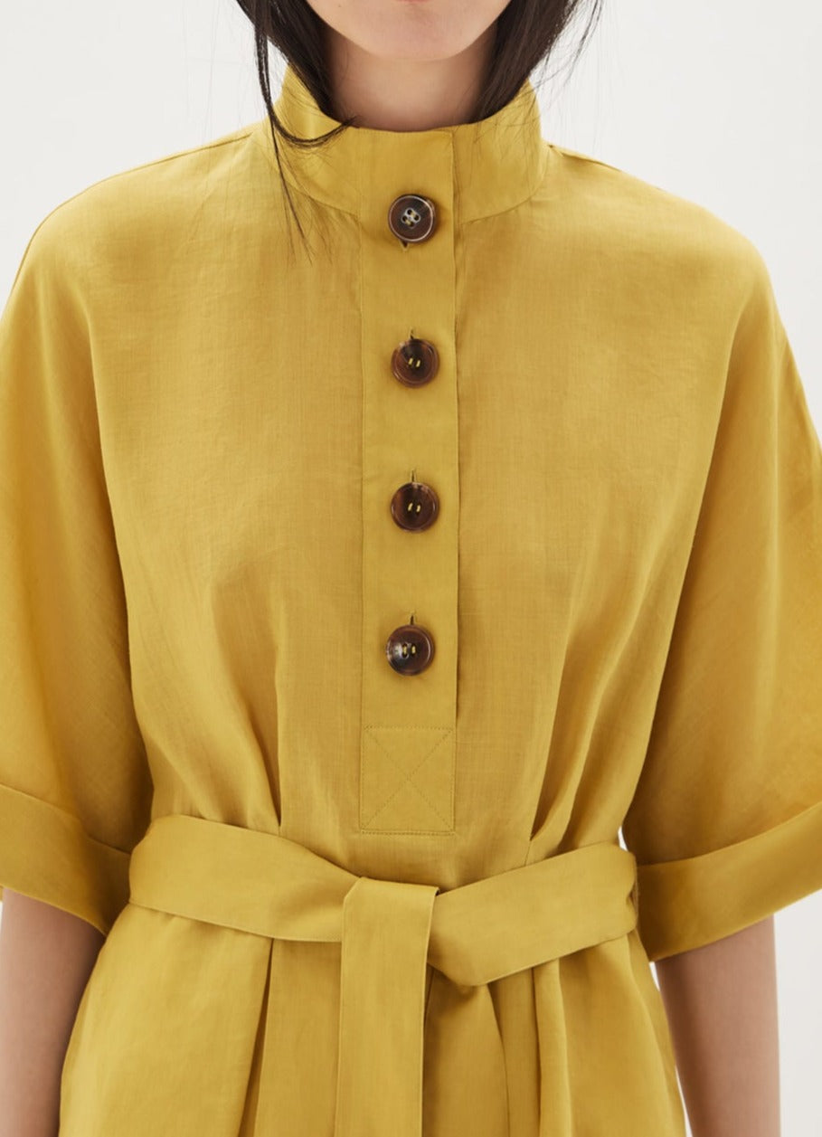 Green Ramie Shirt With Matching Belt