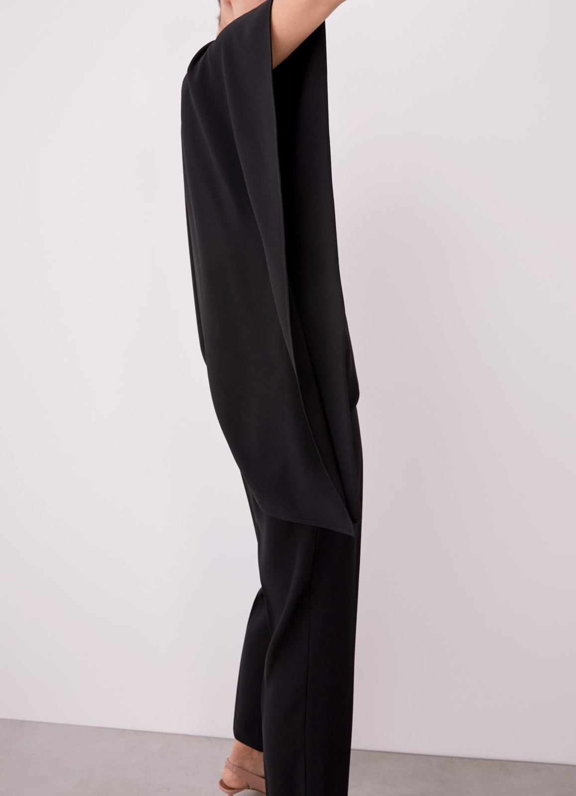 Black Cape Sleeve Shirt With Volume