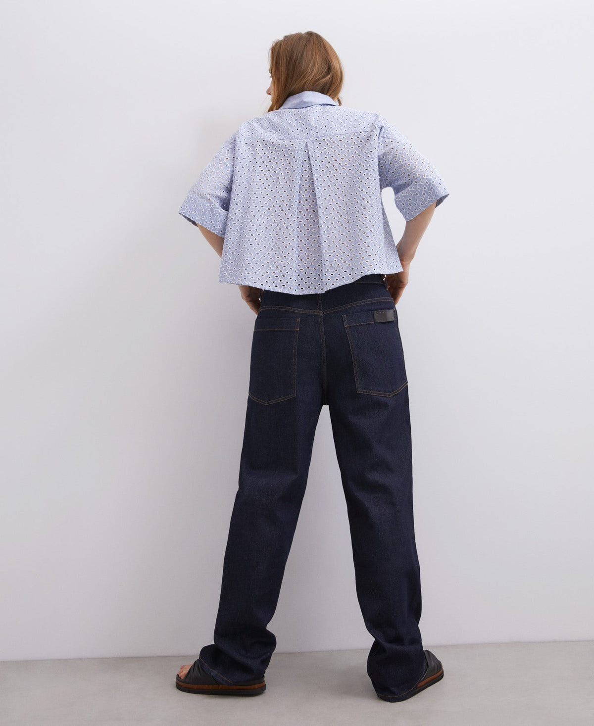 Blue Cotton Embroidered Shirt