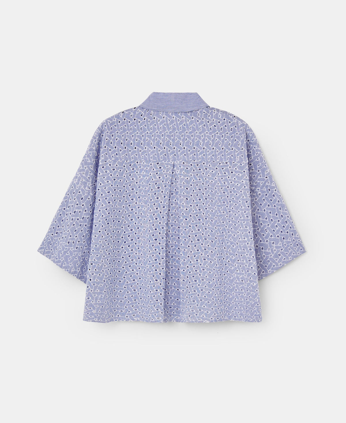 Blue Cotton Embroidered Shirt