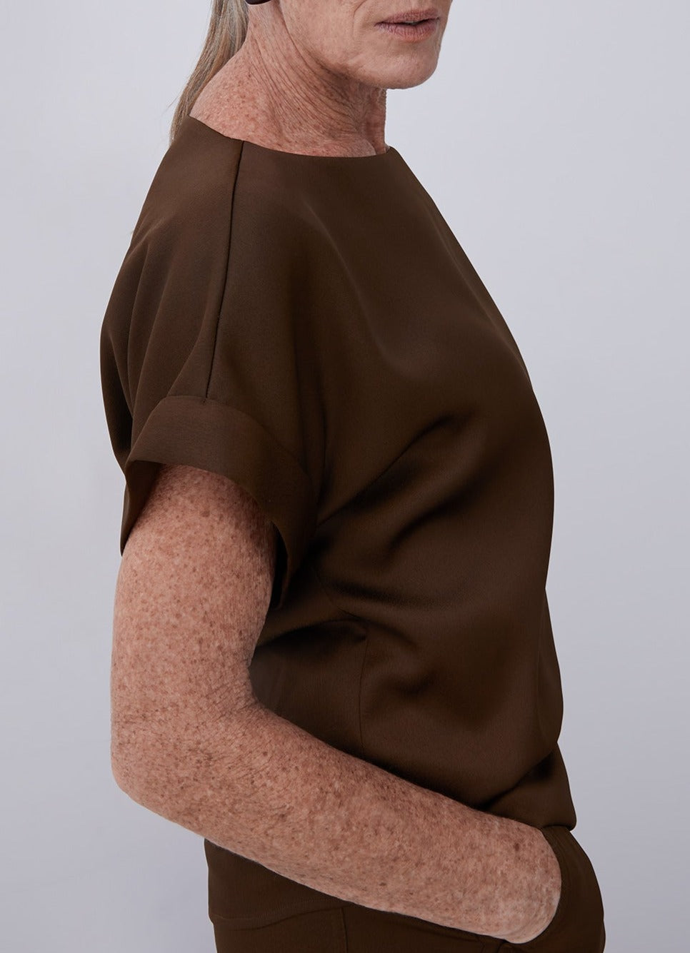 Green Blouse With Short Drop Sleeve