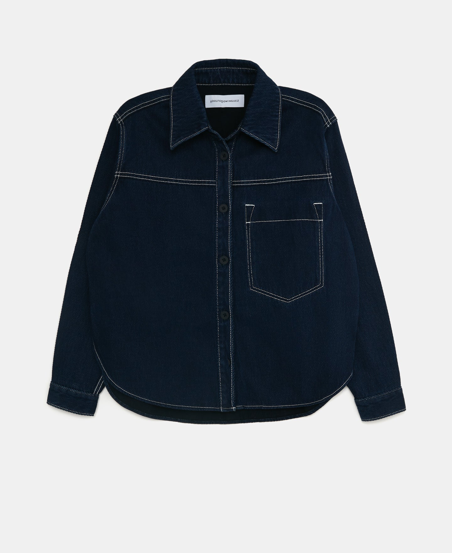 Blue Cotton Denim Textured Overshirt
