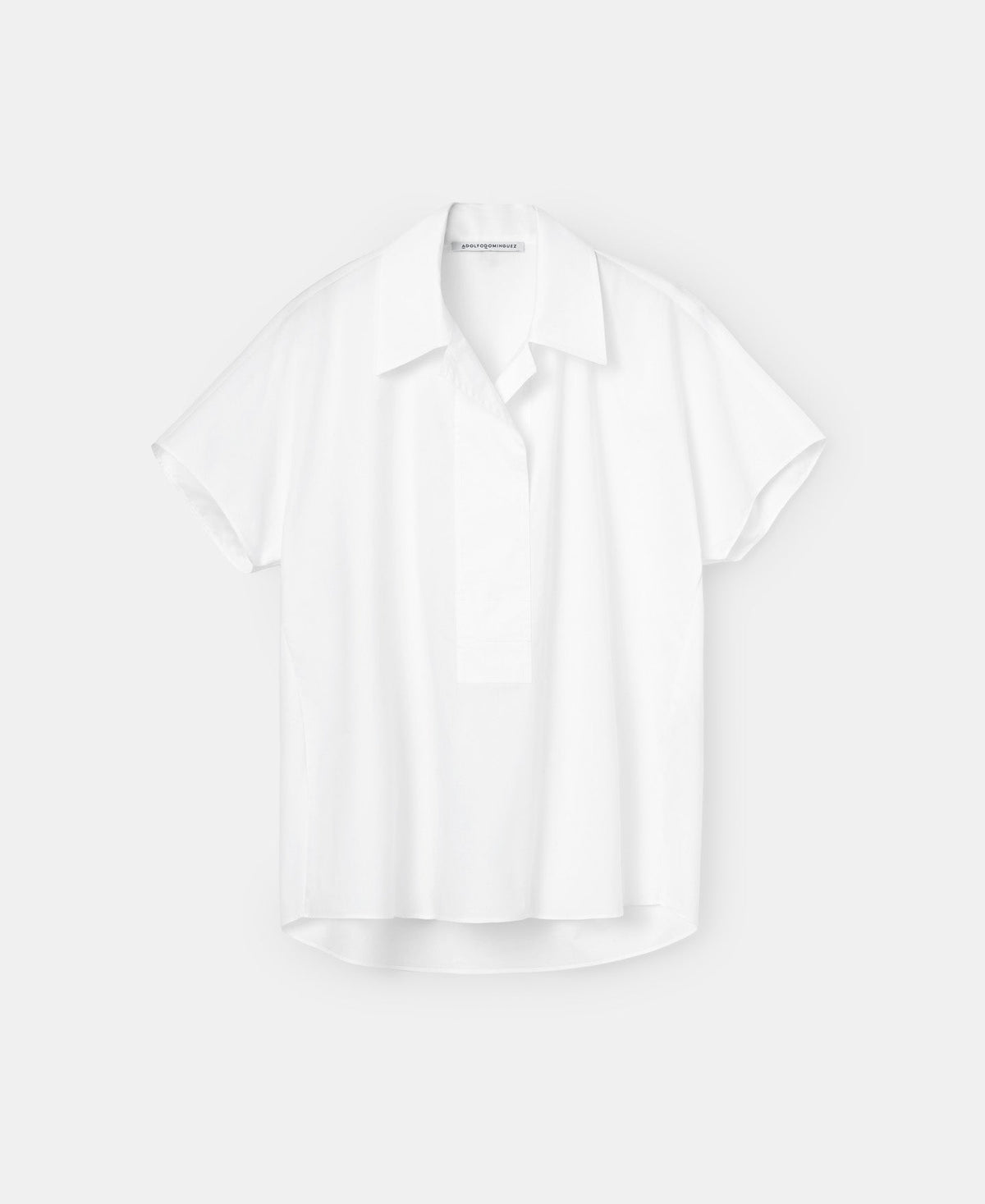 White Cotton Lapel Collar Shirt