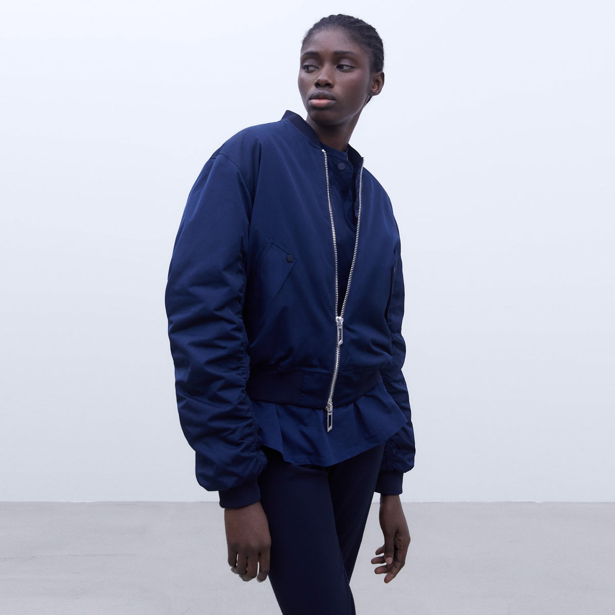 Navy Padded Bomber Jacket