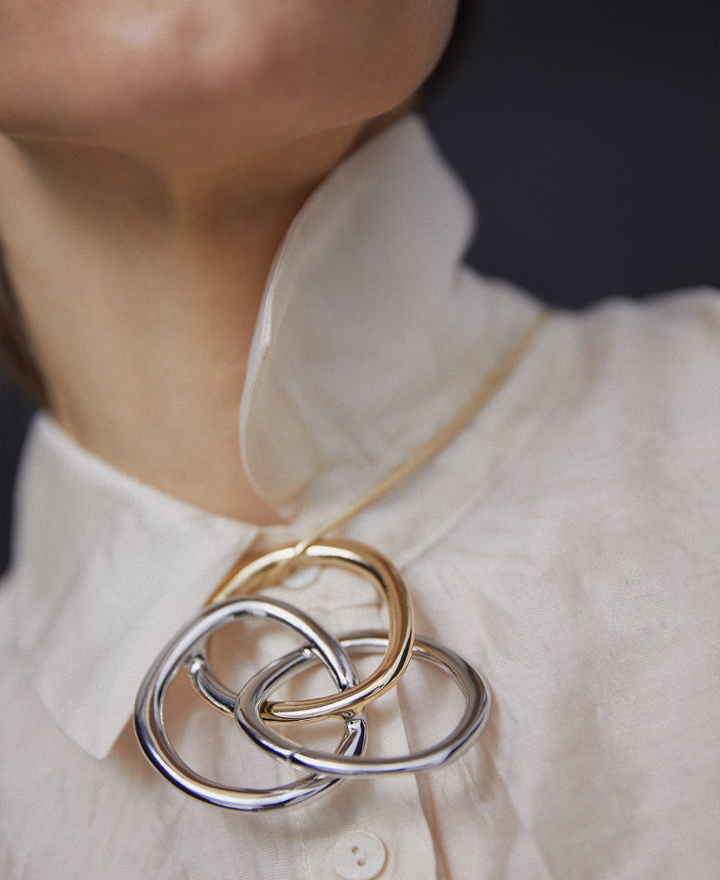 Gold/Silver Zinc Triple Hoop Necklace