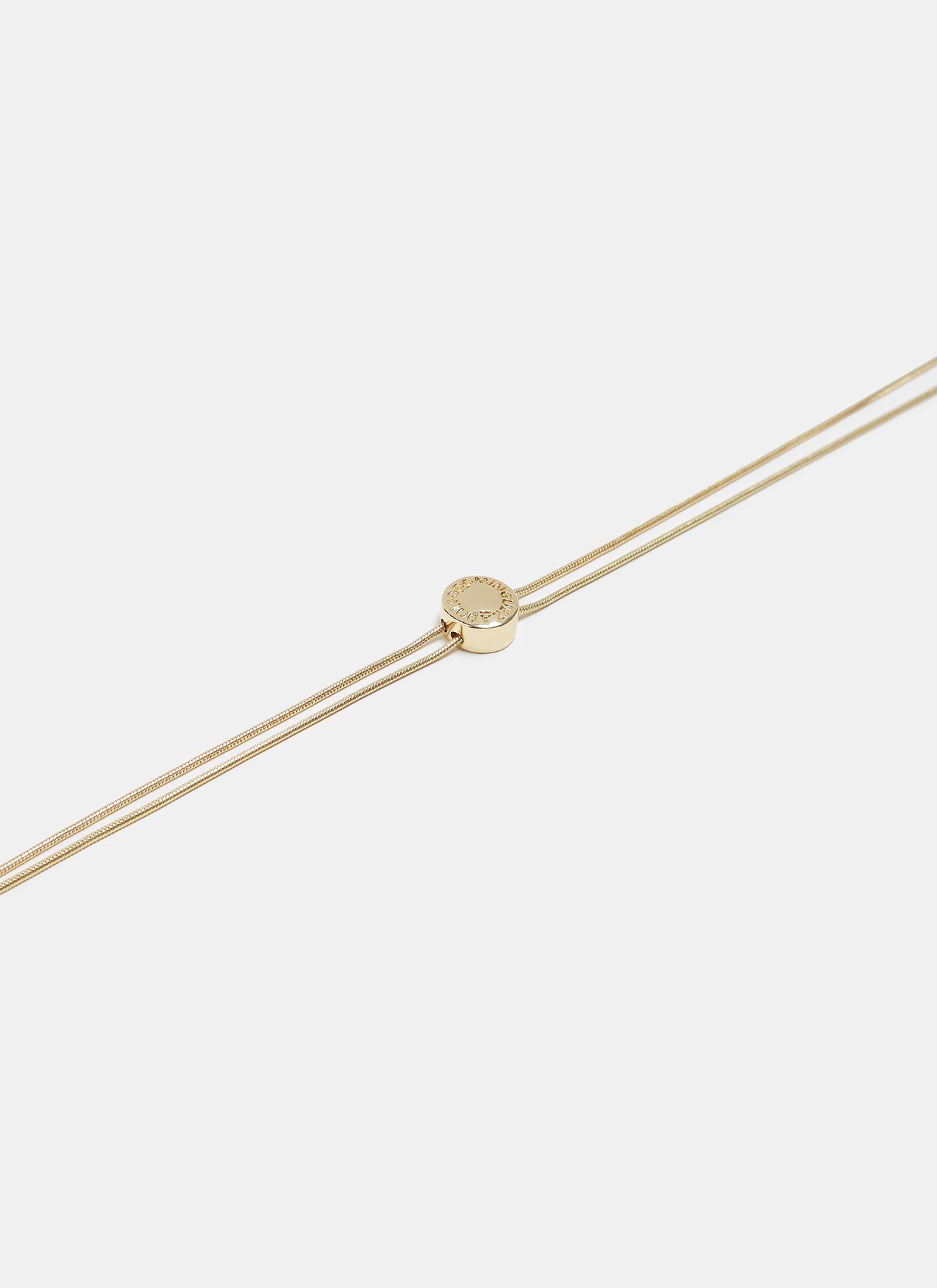 Gold Long Necklace With Pleated Pendant