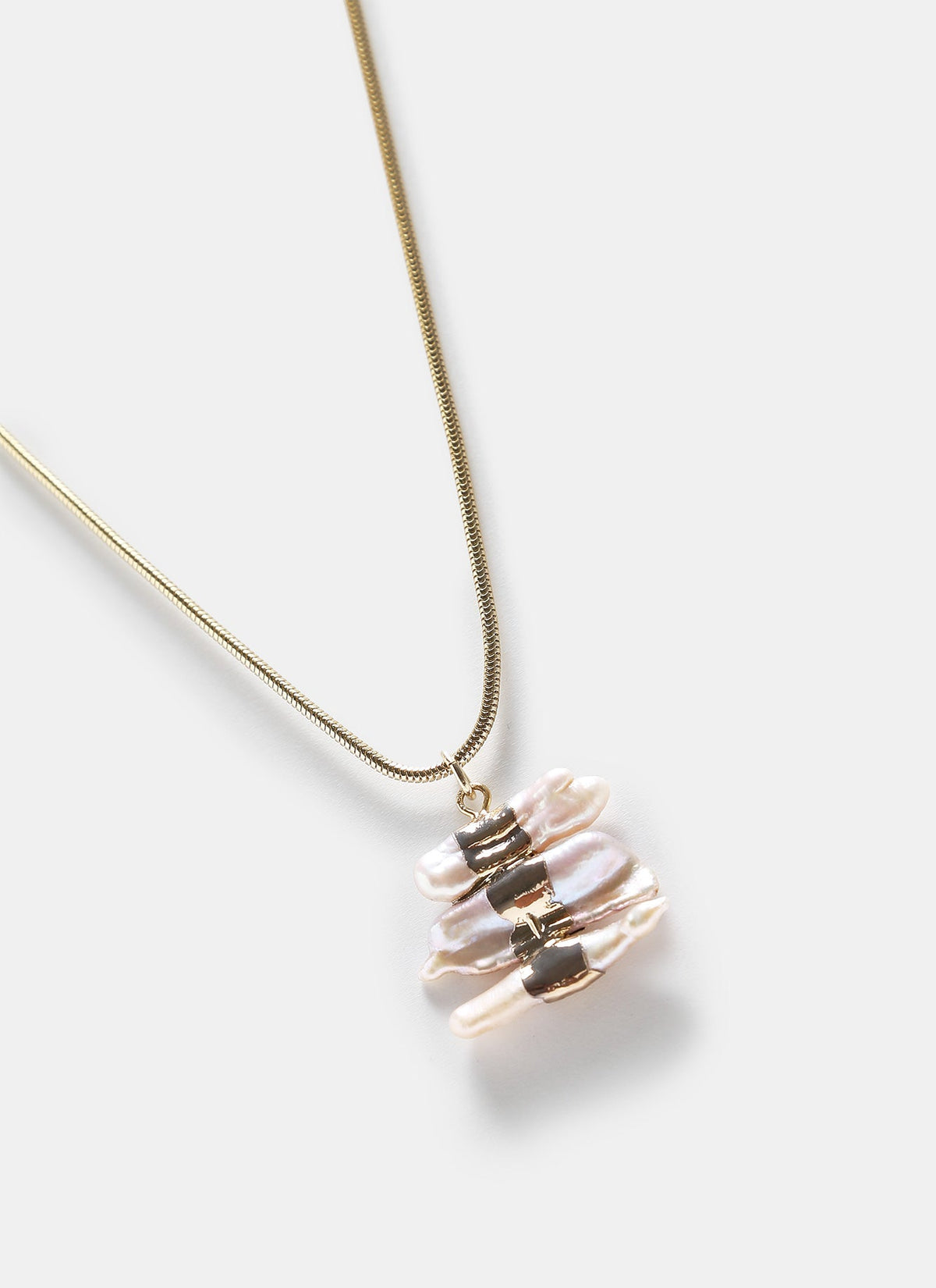 Gold Gold-Plated Necklace With Pearls