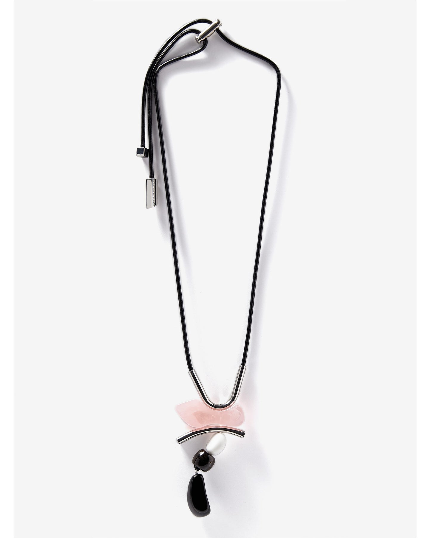 Pink Long Necklace With Stoper Closure