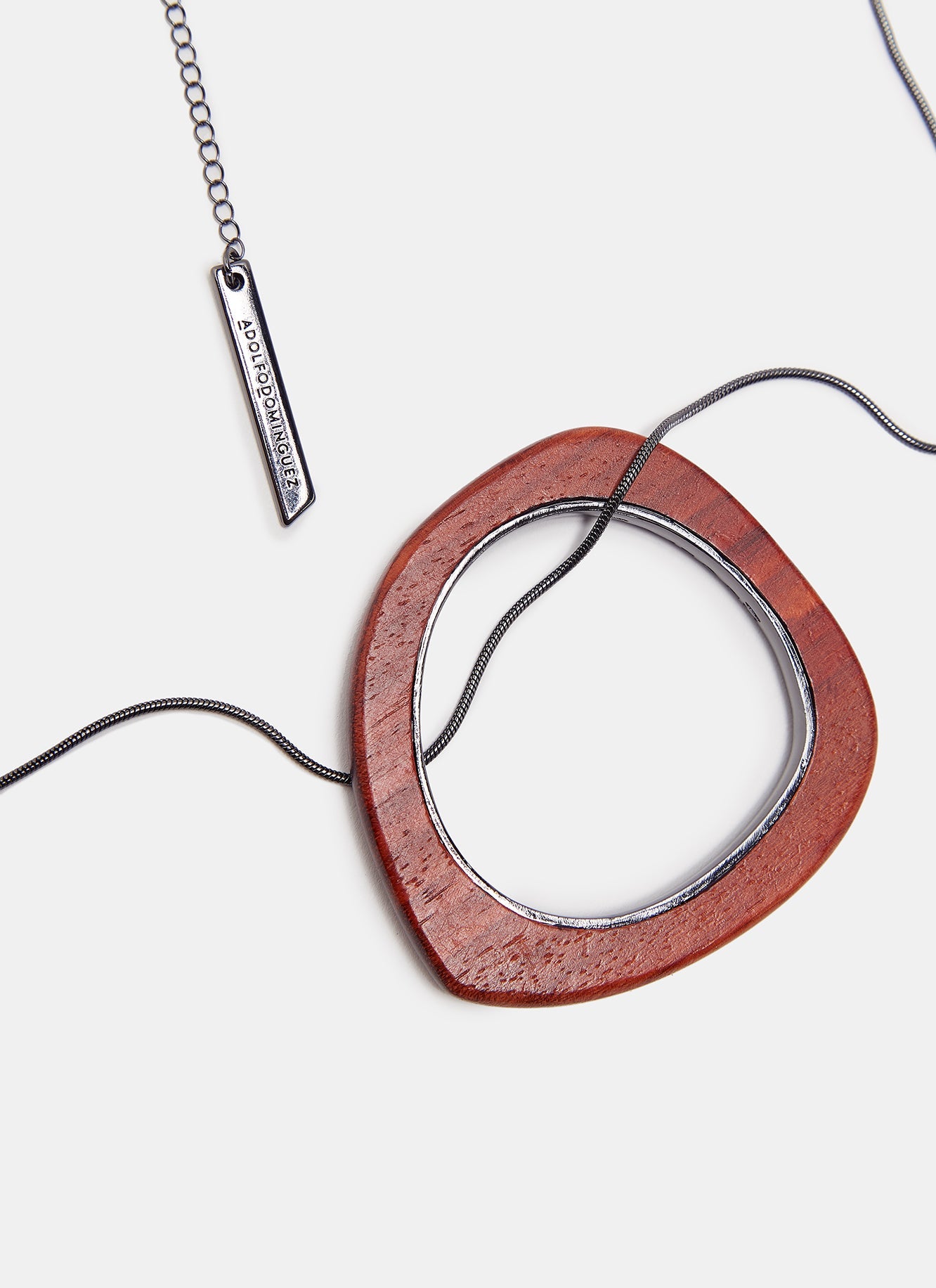 Dark Grey/Red Wood & Metal Necklace