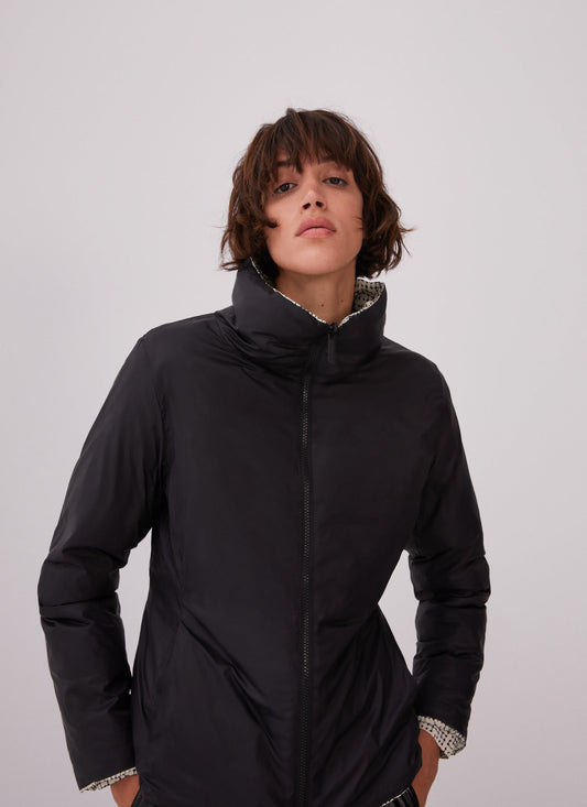 White And Black Puffer Reversible Jacket