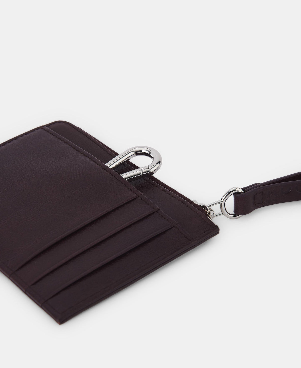 Maroon Grained Leather Card Holder Wallet