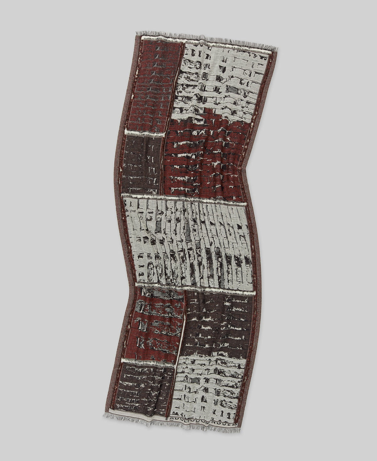 Red Embroidered Textured Shawl / Scarf