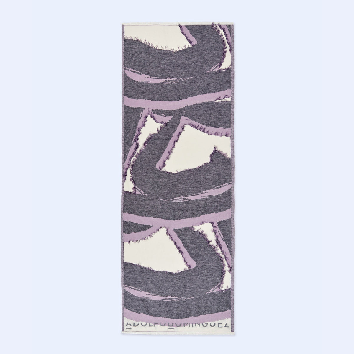 Blue Print Cotton Shawl with Fringes