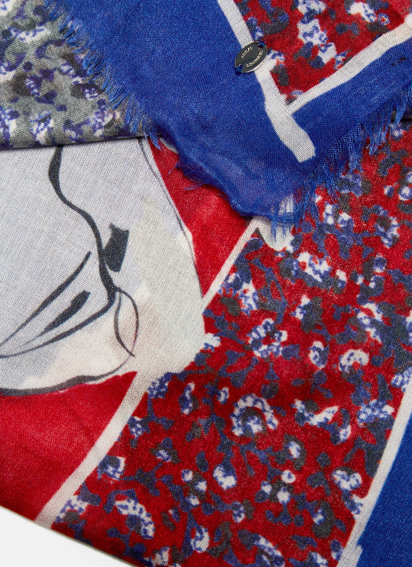 Blue Scarf With Patchwork Print