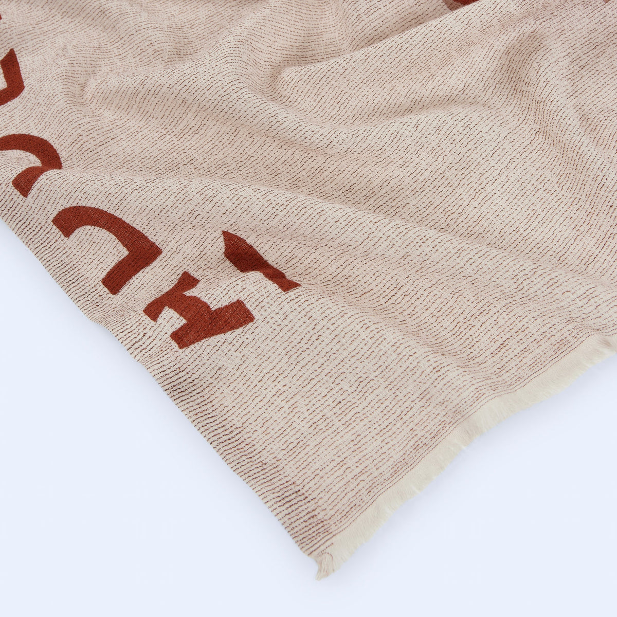 Organic Cotton Printed Shawl - Brick Red