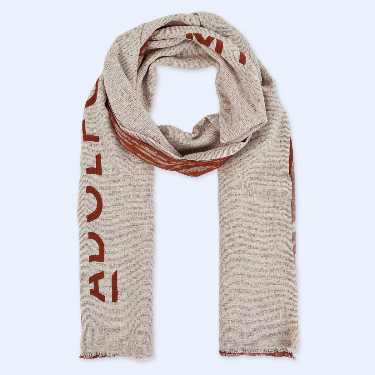 Organic Cotton Printed Shawl - Brick Red