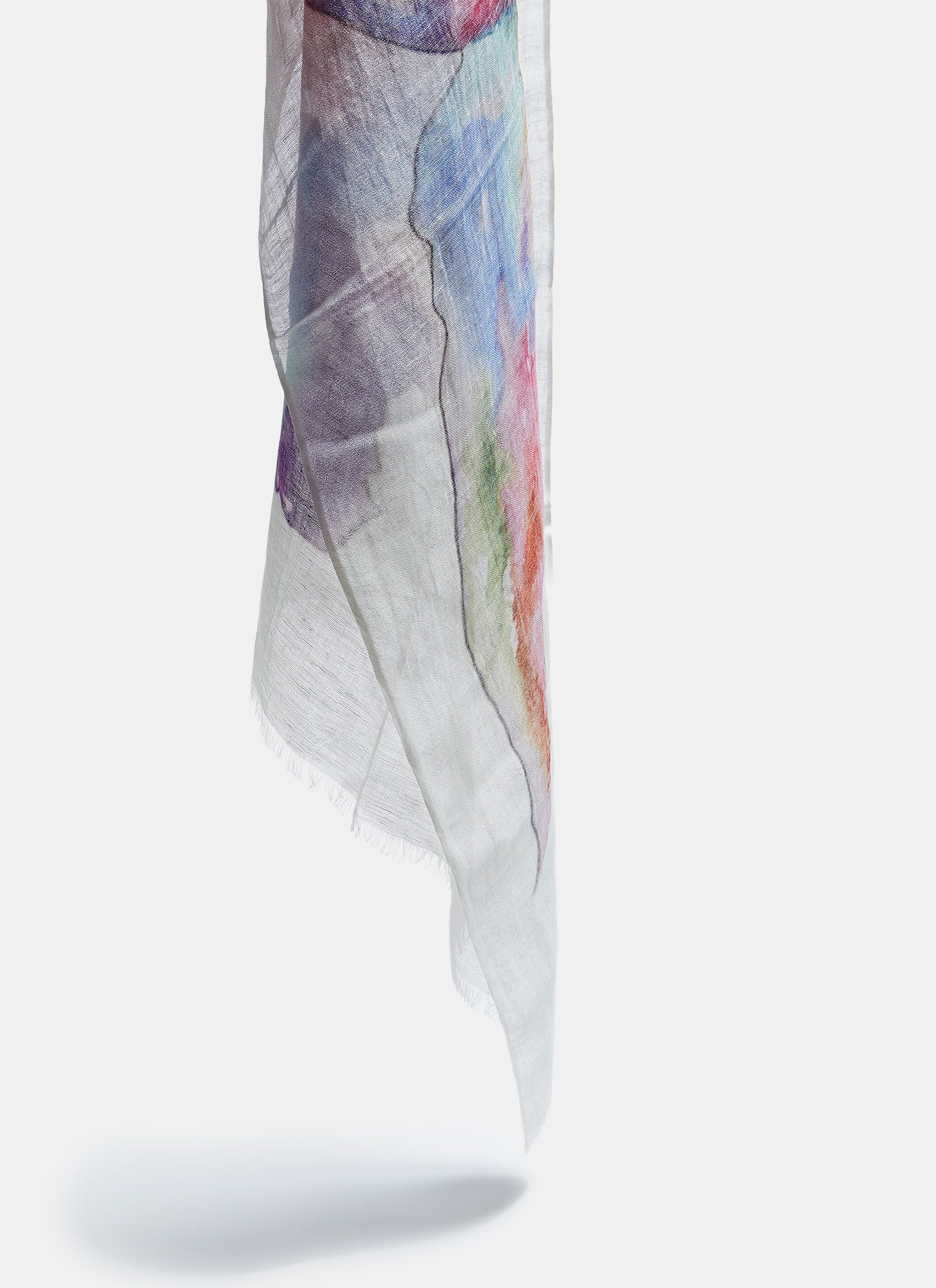 Multicolor Linen And Cotton Scarf With Print