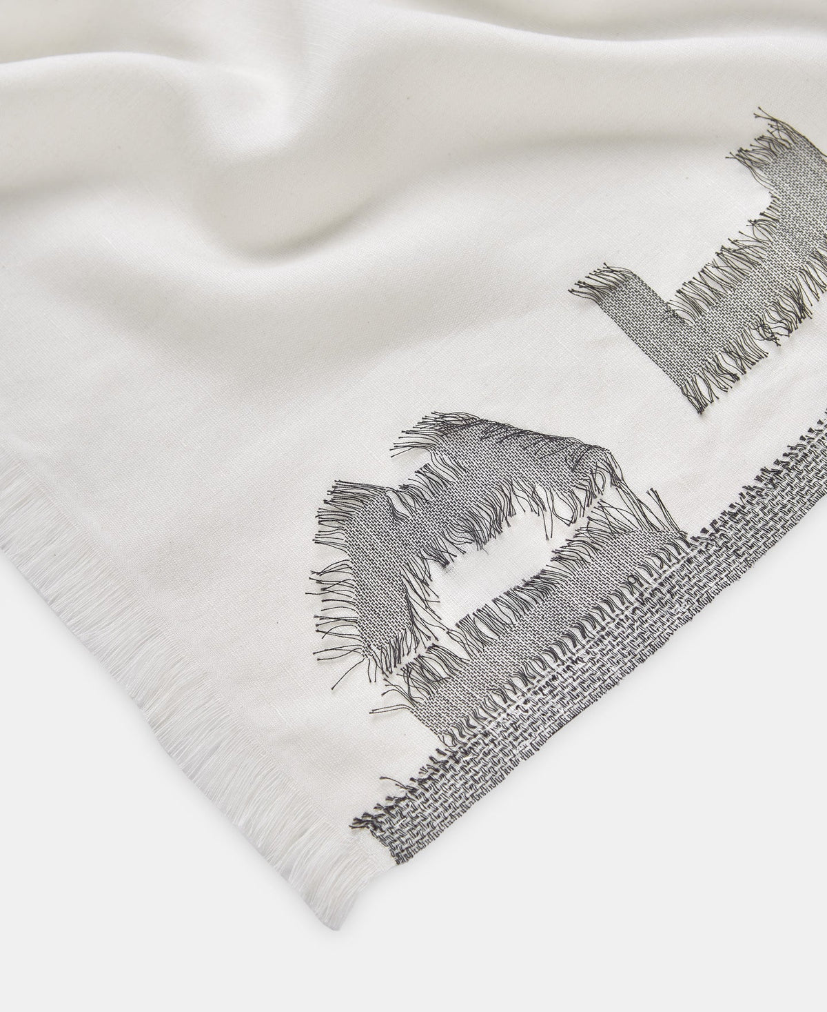 White Cotton And Linen Modal Frayed Shawl