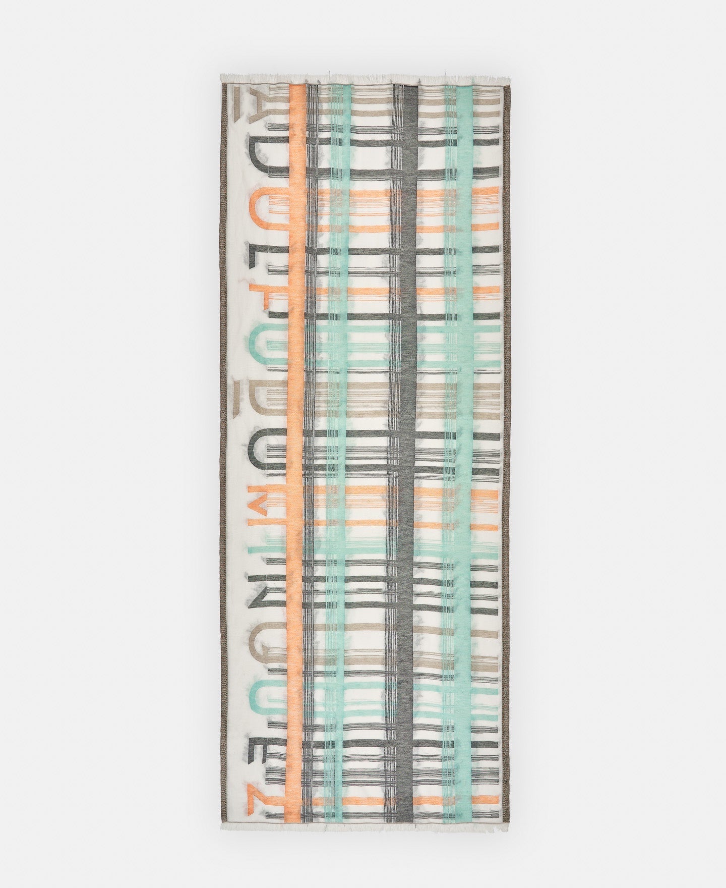 Multicolor Organic Cotton Barcode Motif Shawl