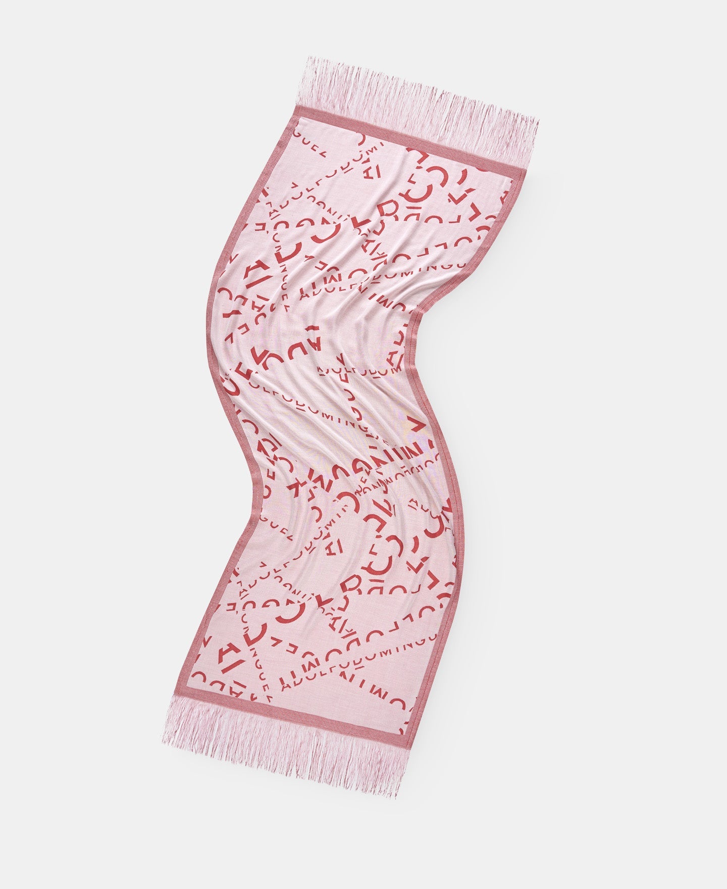 Pink and Red Jacquard Scarf With Splashed Logo