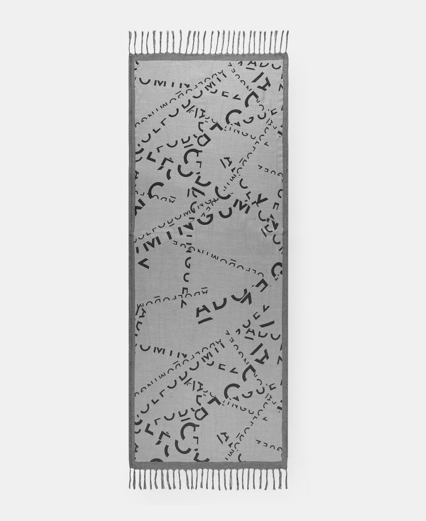 Grey/Black Jacquard Shawl With Splashed Logo