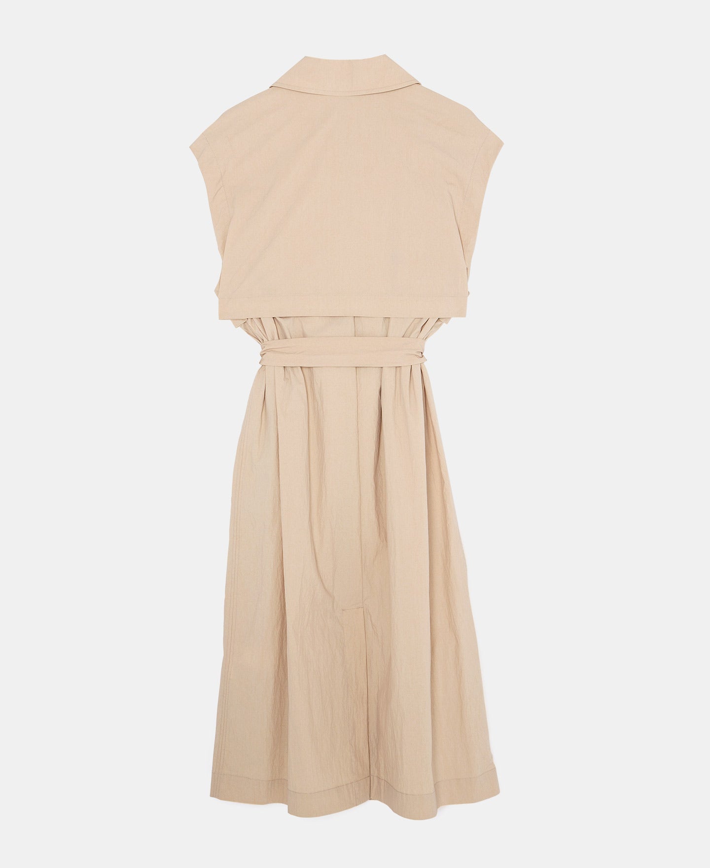Sand Viscose And Nylon Sleeveless Trench Coat