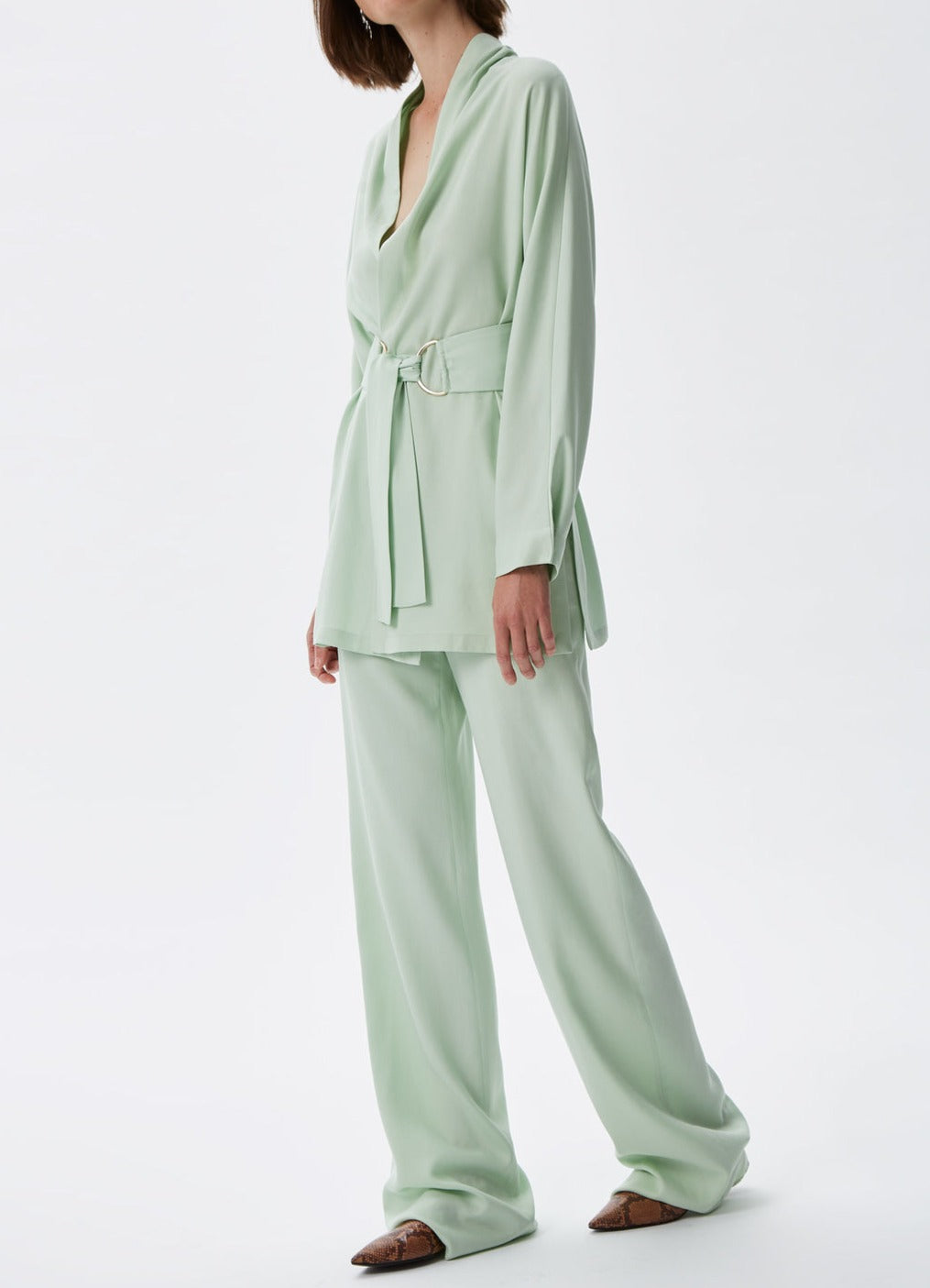 Green Lyocell Jacket With Belt