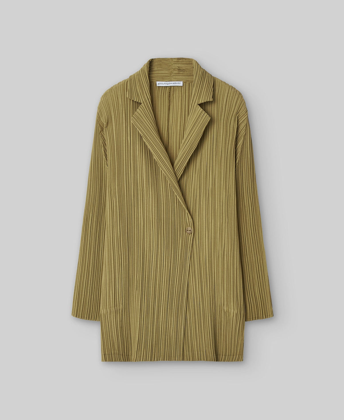 Green crinkle long blazer woman in olive green