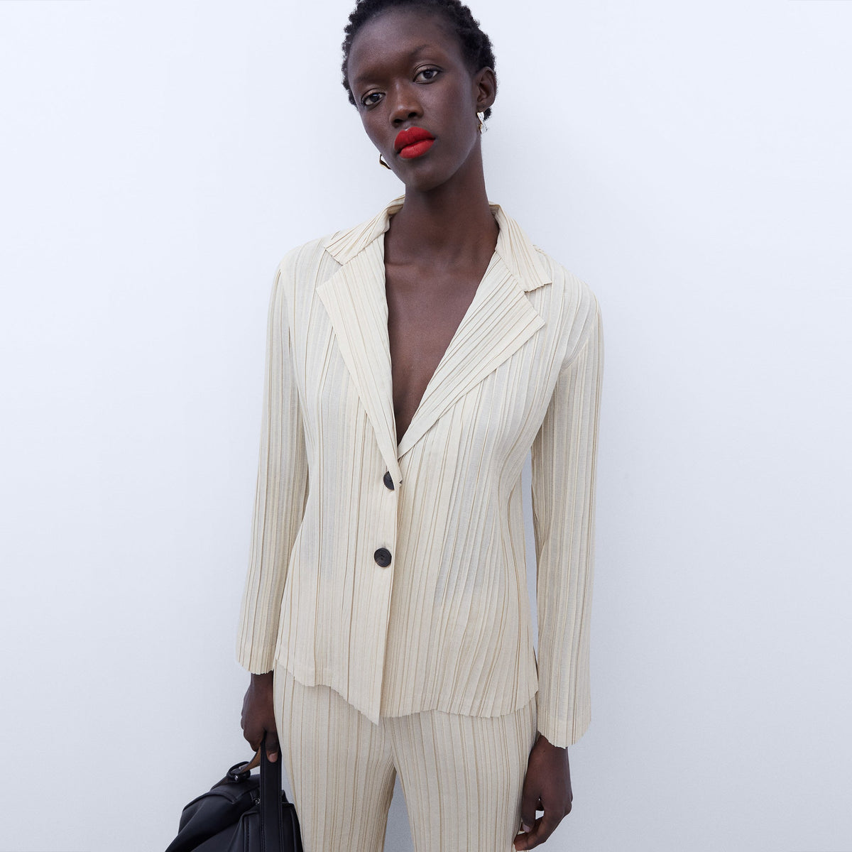 Crinkle Blazer - Sand